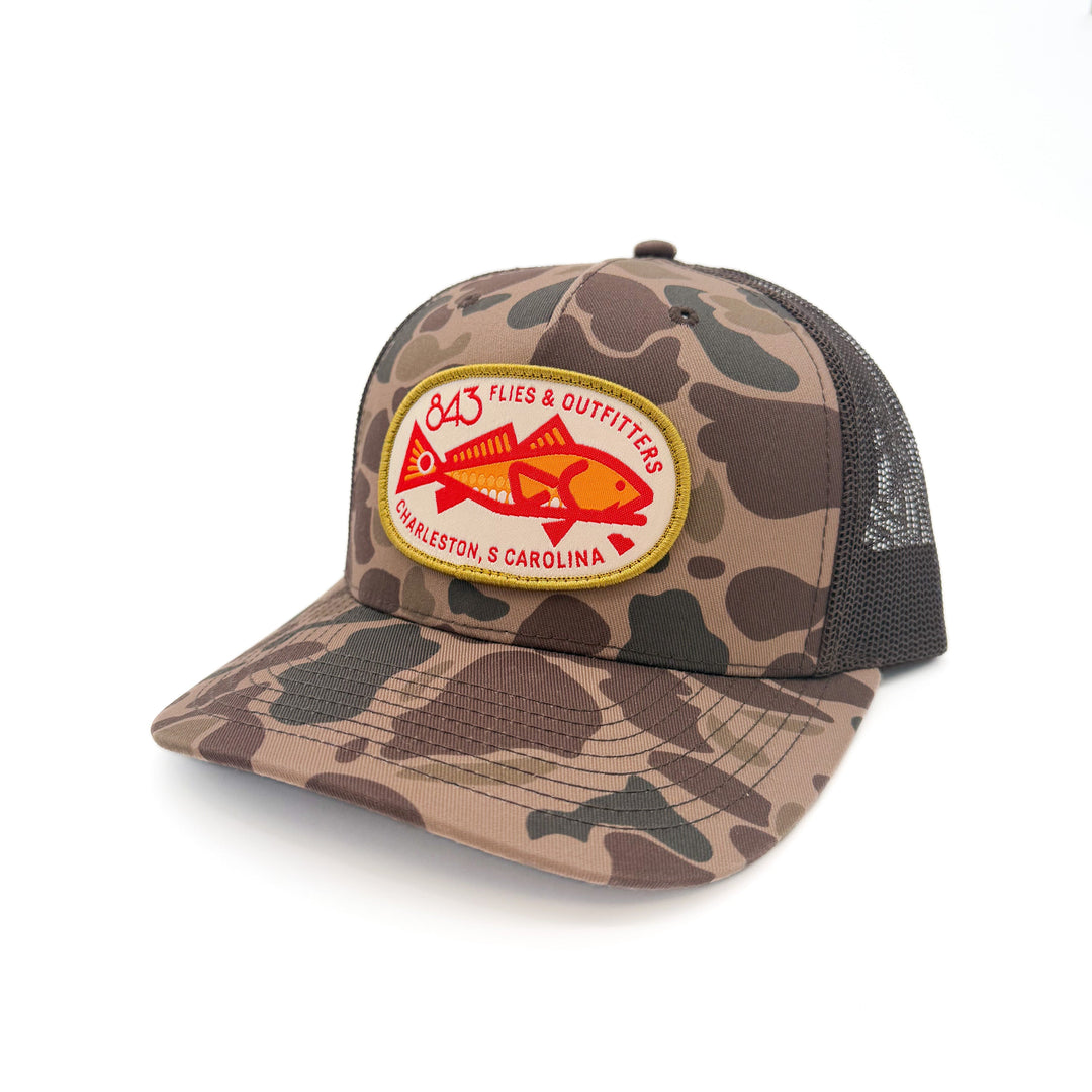 843 Trucker Hat - Big Red - Duck Camo/ Brown