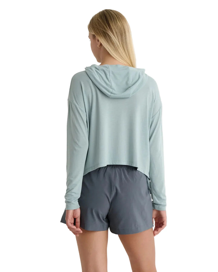 Free Fly Women's Bamboo Lightweight Cropped Hoodie - Ocean Mist