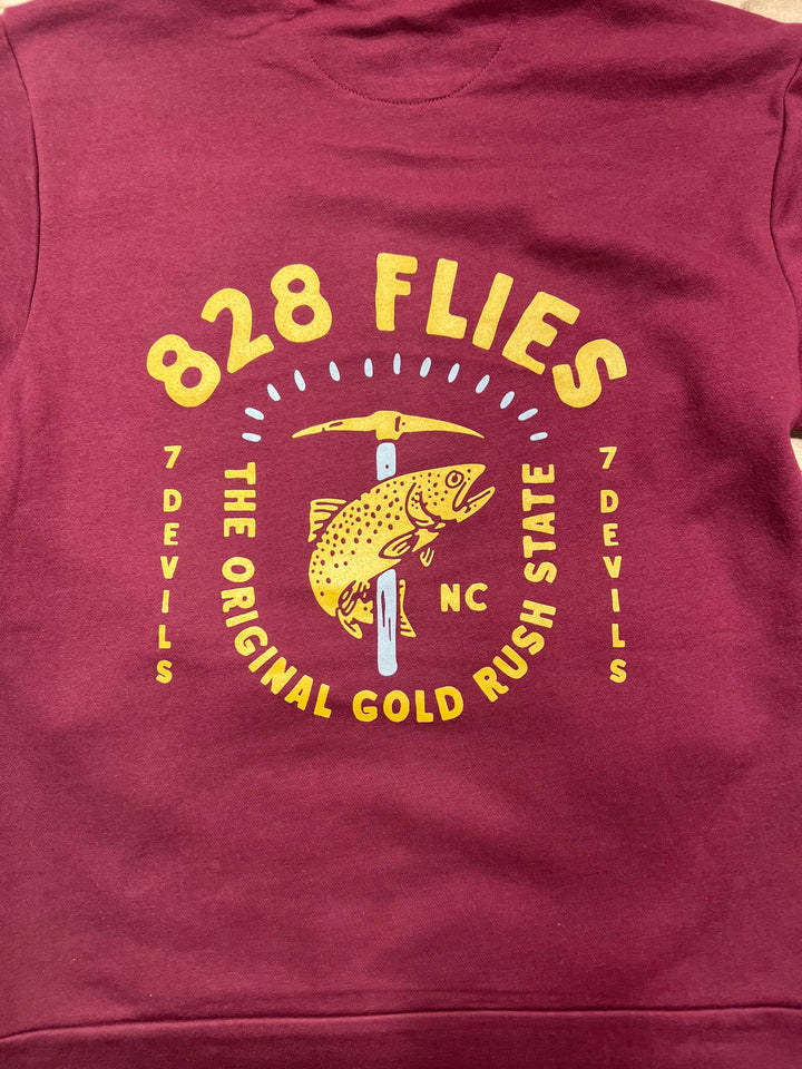 828Flies Sweatshirt Hoodie - Maroon w/Bre Drake Gold rush