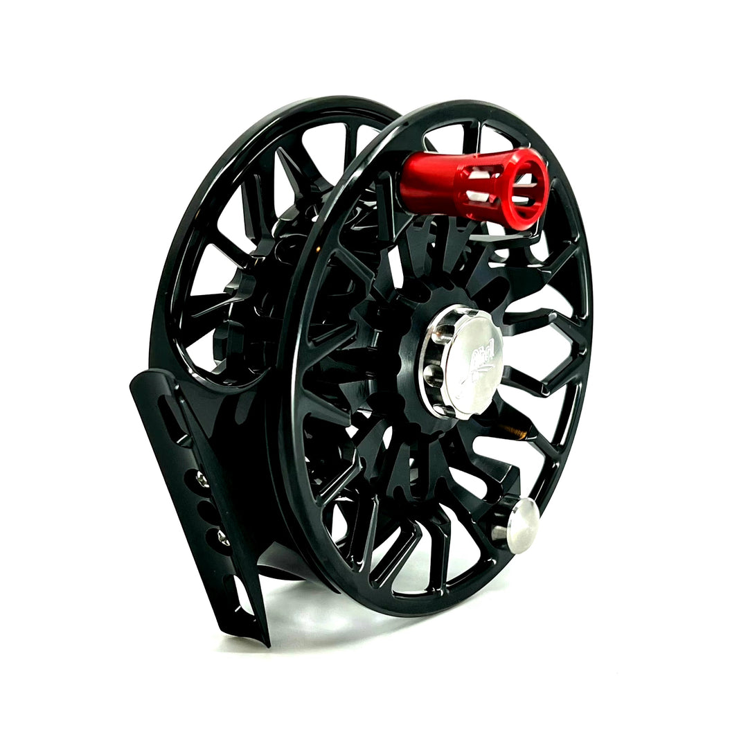 Abel SDS, 9/10 Ported, Basic Black w/Grateful Dead Bolt Drag Knob, Red Lg Handle (IN STOCK) (CUSTOM)