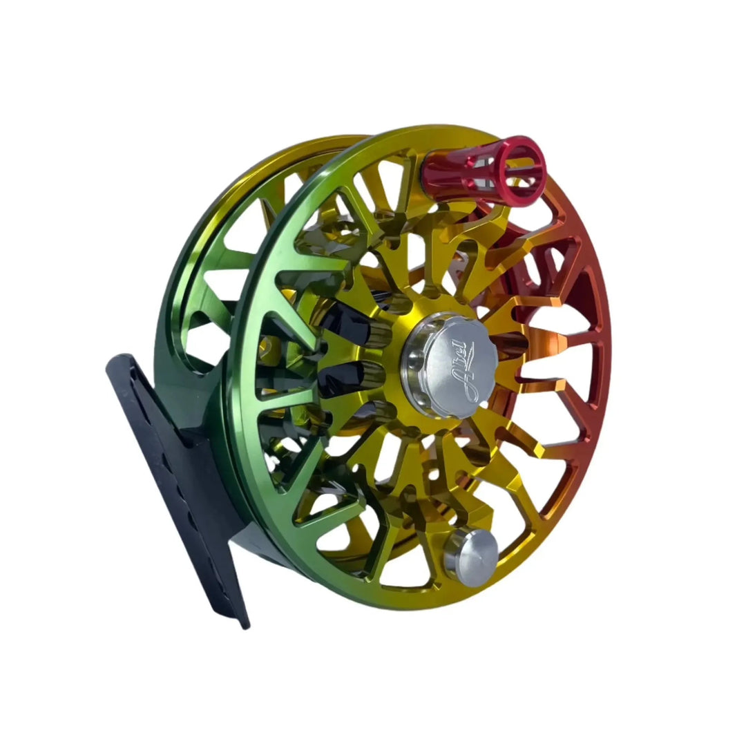 Abel Reels SDS 9/10 Ported Rasta Fade w/ Black Drag Knob & Red Handle (CUSTOM IN STOCK)