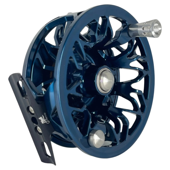 Abel Rove 5/7 Deep Blue w/Platinum Drag Knob, Platinum Handle, 239 Drag Plate & 239 Flies Bre Drake Redfish Art(IN STOCK)