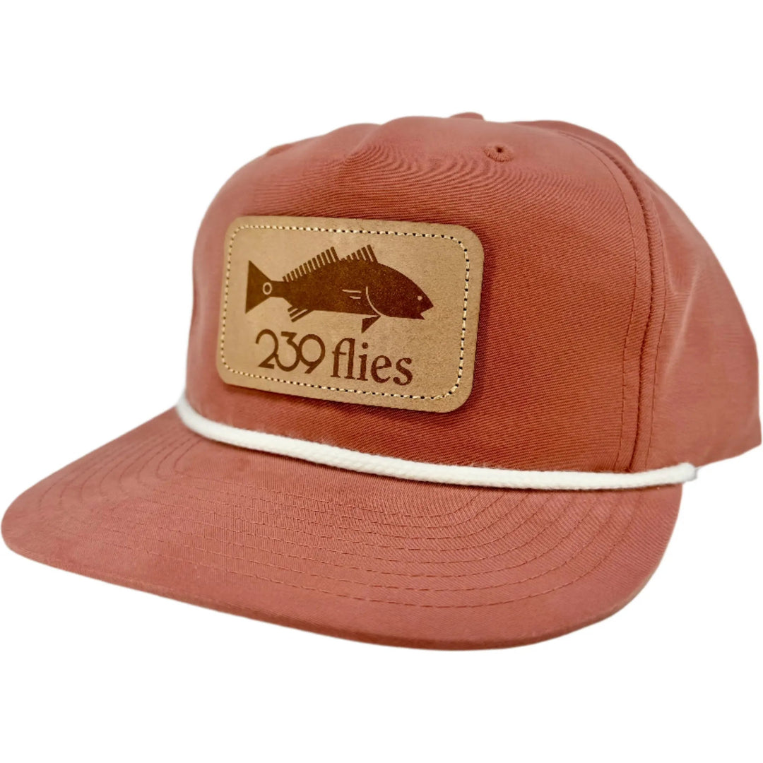 239 Pablo Escobarred Hackle Leather Patch Hat - Redfish
