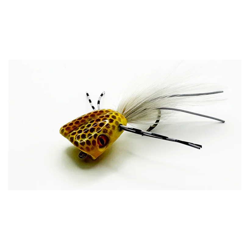 Surface Seducer® Double Barrel™ Bass Bug popper Tan & White #2 (Limited Edition)