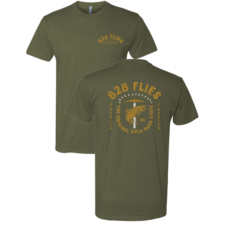 828 Flies X Tee Shirt Gold Rush 2 - Military Green