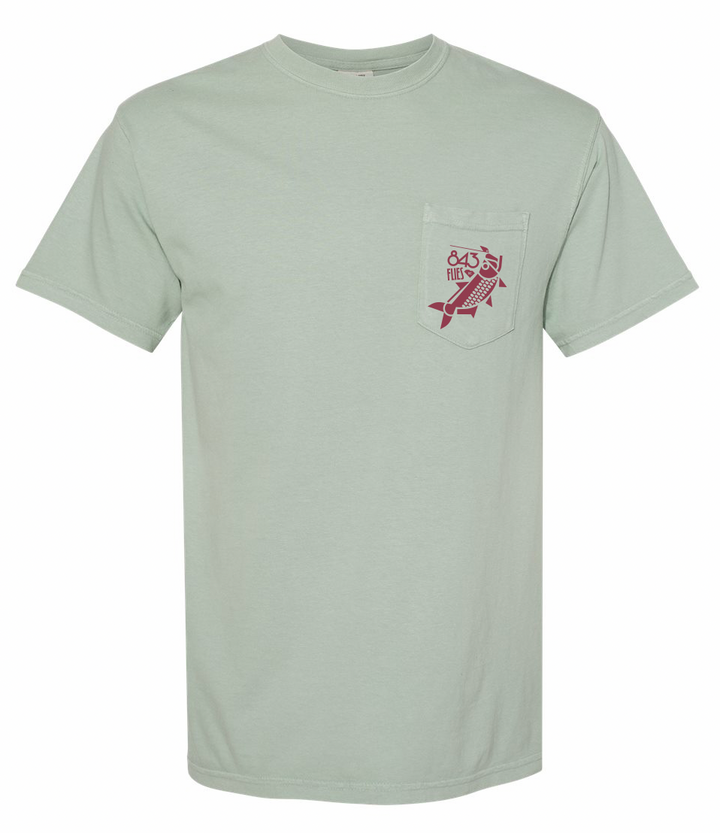 843 Flies Pocket Tee - Bay Blue - Lowcountry Poon