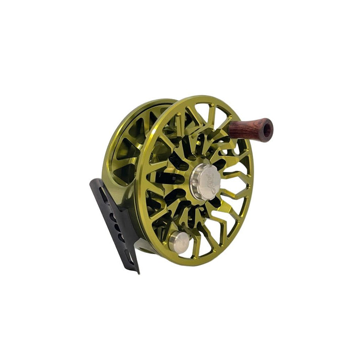 Abel Reels SDS 9/10 - Ported Olive w/ Olive Drag Knob and Rosewood Handle x Bre Drake Redfish Artwork (CUSTOM IN STOCK)